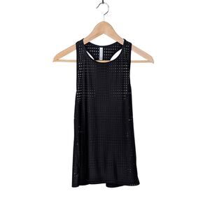 Athleta A Game Perforated Performance Tank S Black Mesh Racerback Gym Workout